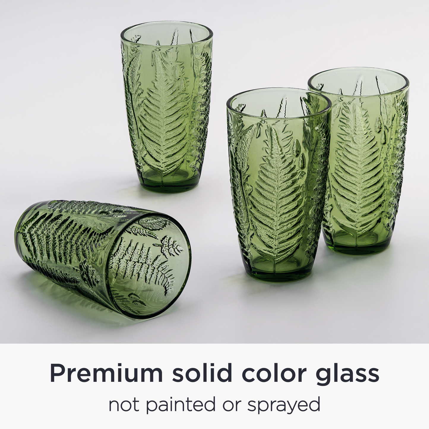 QELVIO Hand-blown Green Glassware – 16 oz Drinking Glasses Set of 4