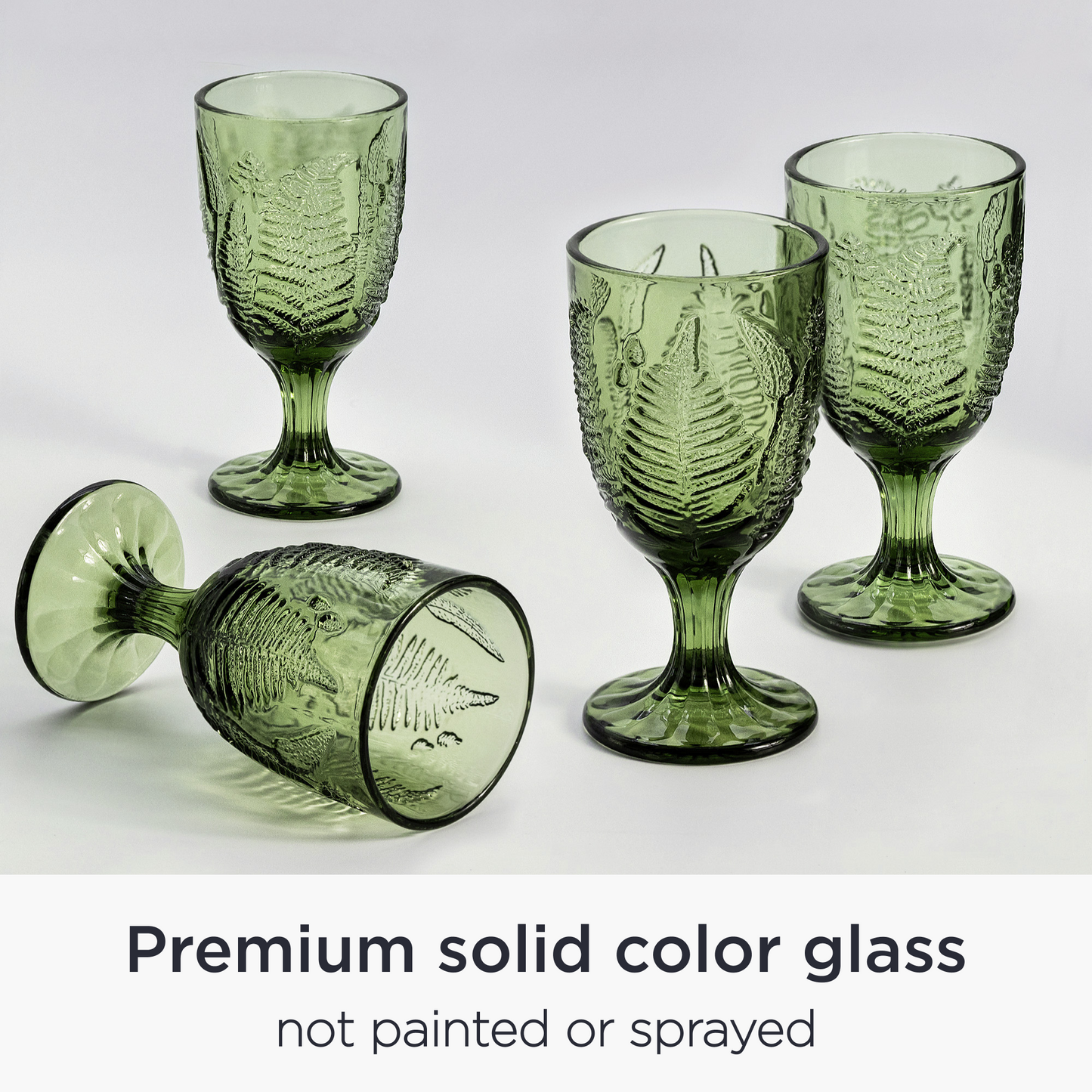 Set of green vintage goblets – hand blown antique glassware