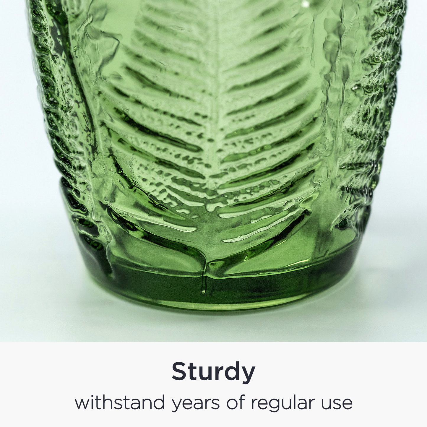 QELVIO Set of 8 Vintage Green 10 oz Drinking Glasses – Handblown Glassware Set