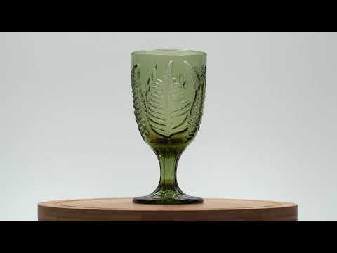 Green Vintage Goblets Set, Colored Antique Glassware, Hand Blown Glass Cute Retro Drinking Glasses